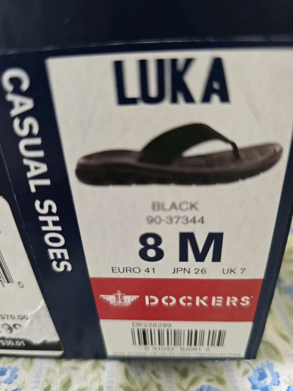 Dockers Men's Gray Black Flip Flop Sandals